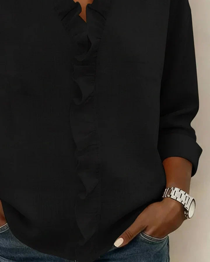 Aletta – Blouse Élégante et Flatteuse à Volants avec Décolleté en V