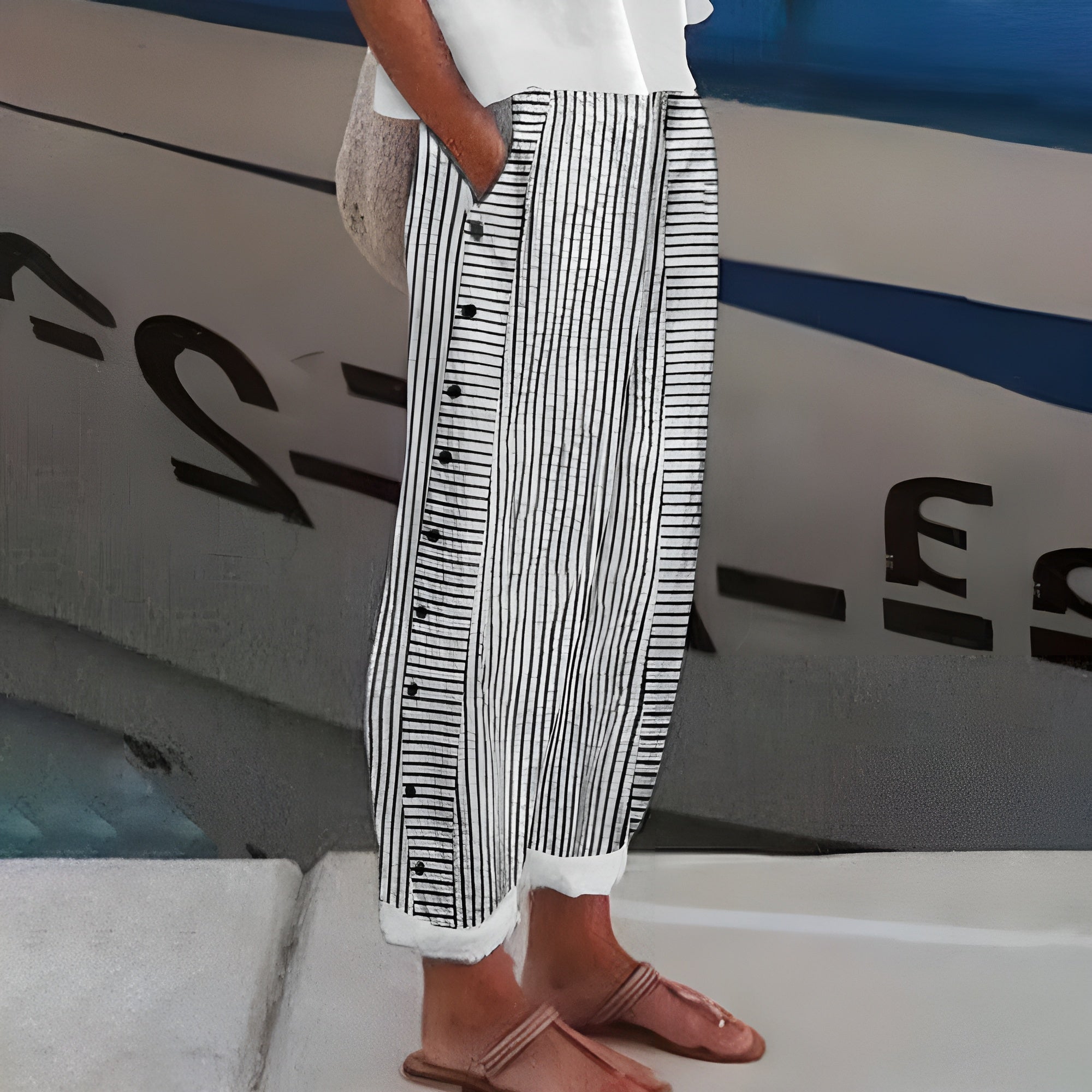 Dagny | Pantalon Rayé Chic d'Été