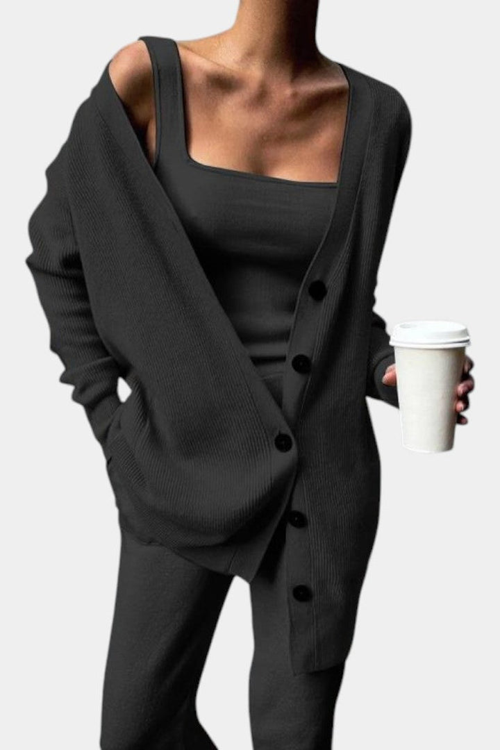 Clélia Ensemble Tricoté Confortable en Trois Pièces