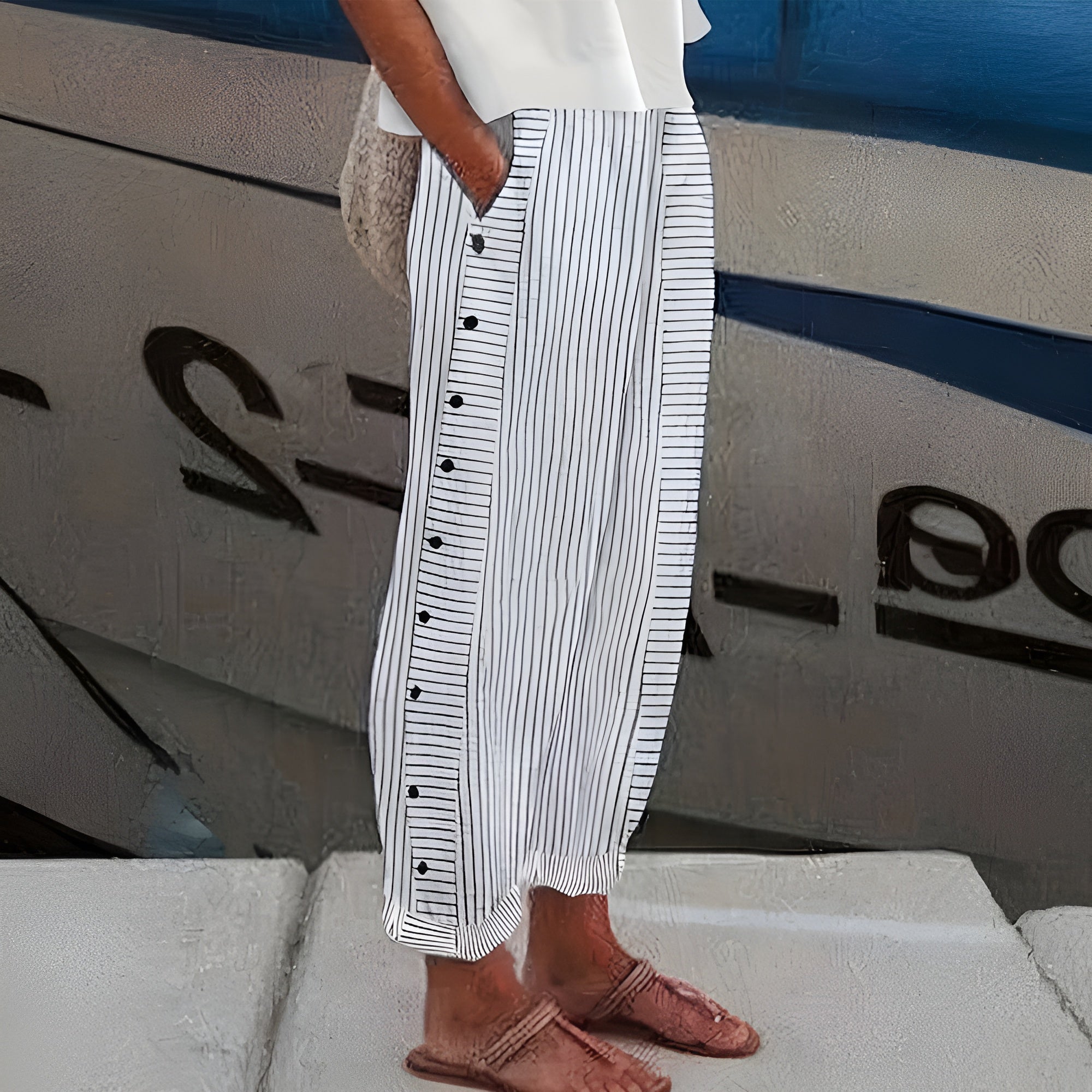 Dagny | Pantalon Rayé Chic d'Été