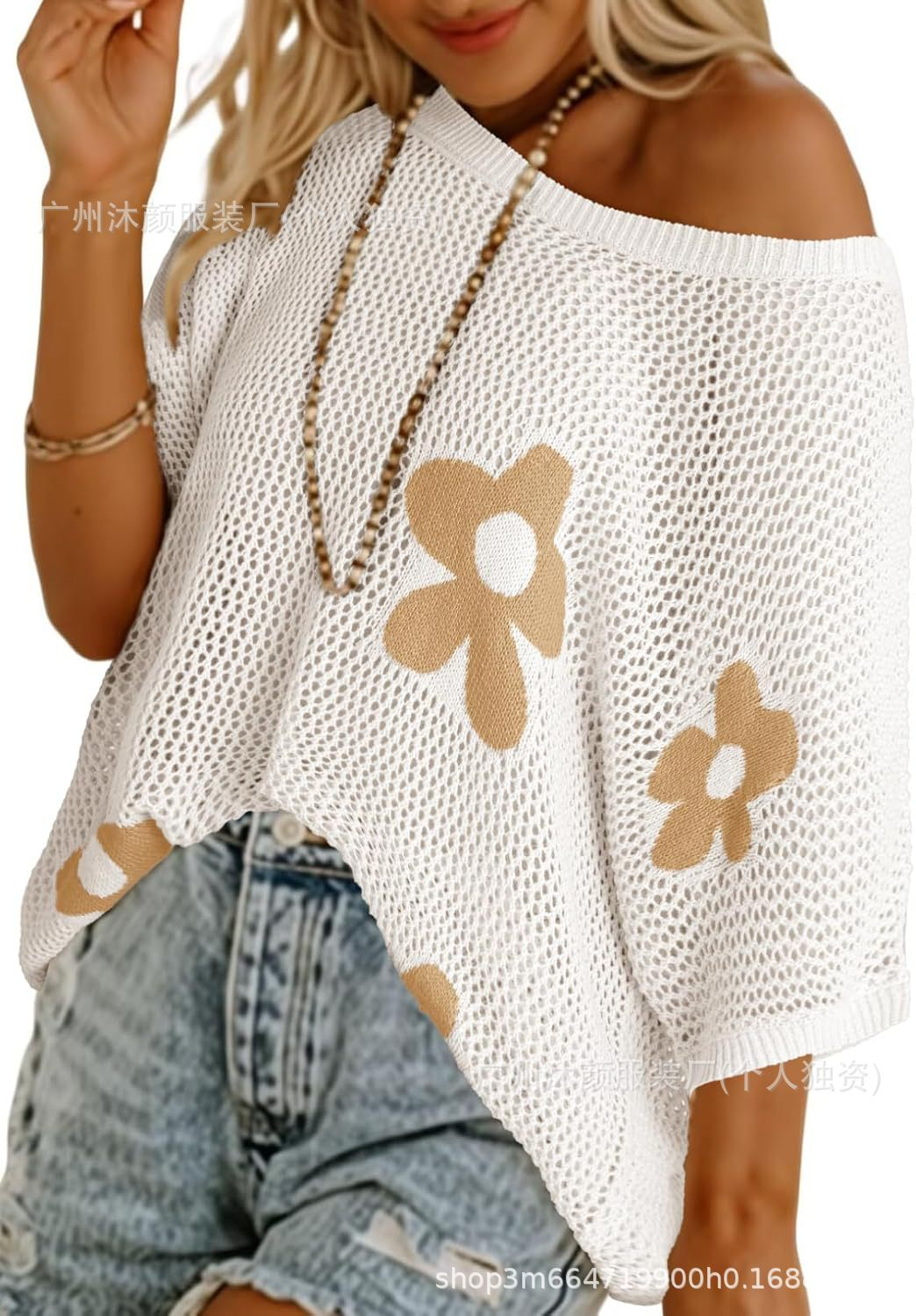 Chemise Batwing en Maille Florale
