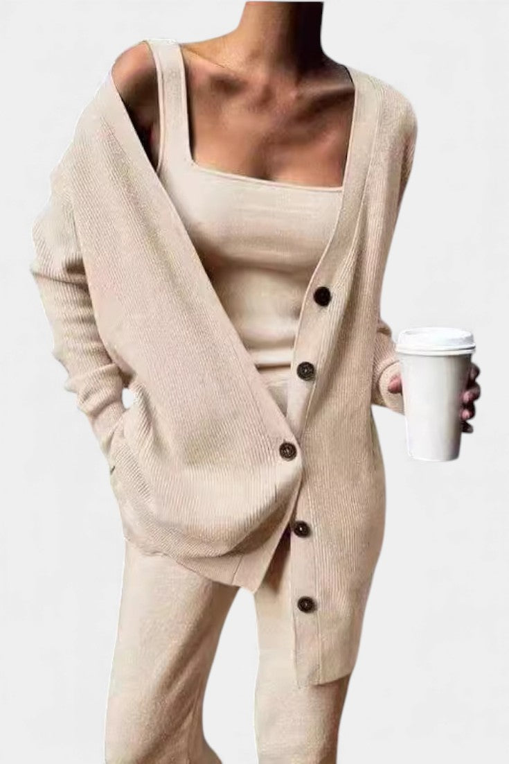 Clélia Ensemble Tricoté Confortable en Trois Pièces