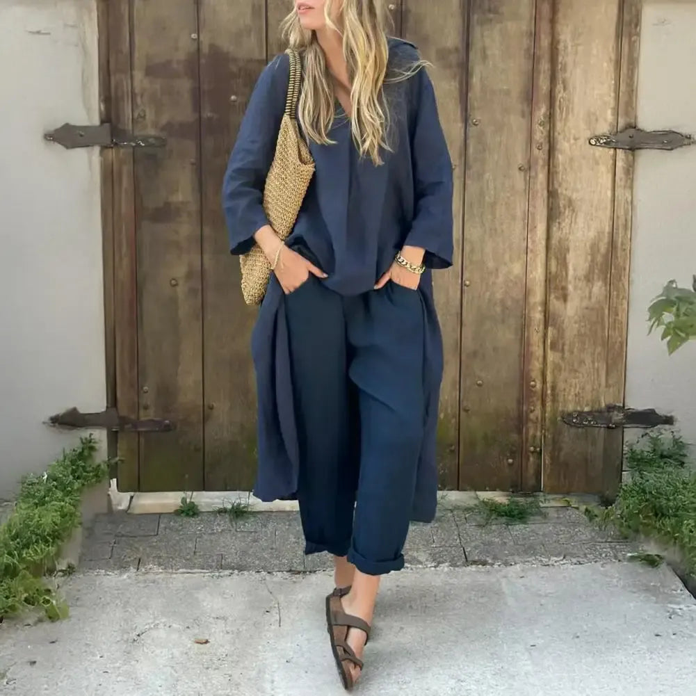 Lucía | Relaxed Long Vest and Wide-Leg Trousers Two-Piece Set