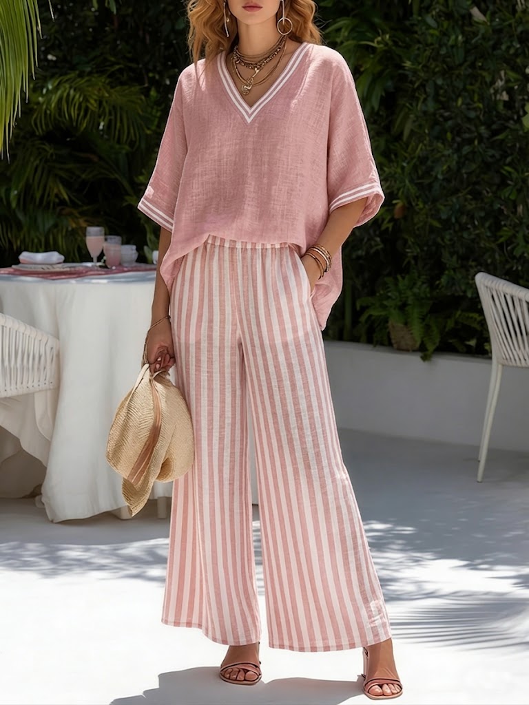 Audrey | Elegant Casual Striped Set