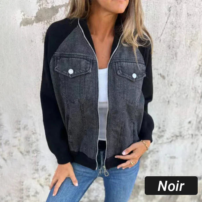 GWEN |  Veste en denim à fermeture éclair pour femmes
