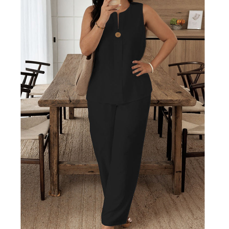 Jorevynna - Elegant and Flowing Sleeveless Women's Trouser Set