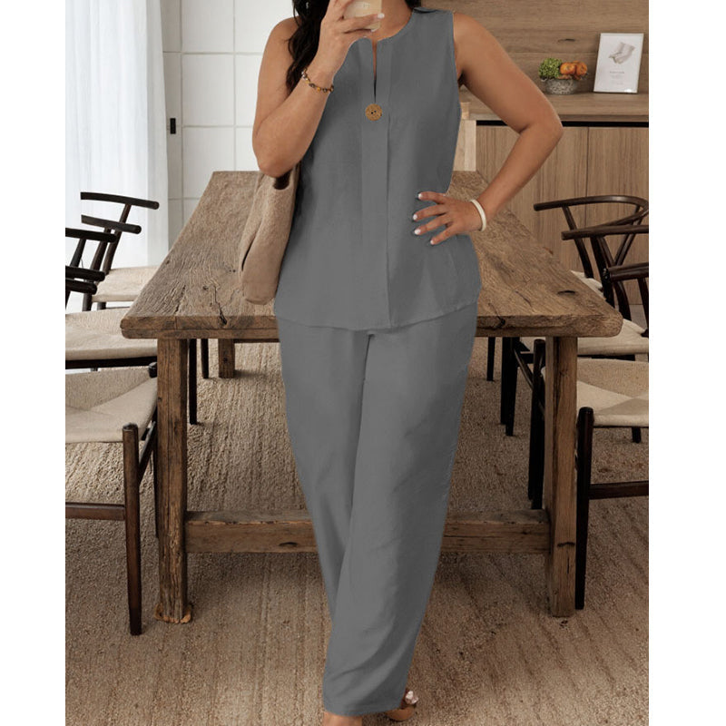 Jorevynna - Elegant and Flowing Sleeveless Women's Trouser Set